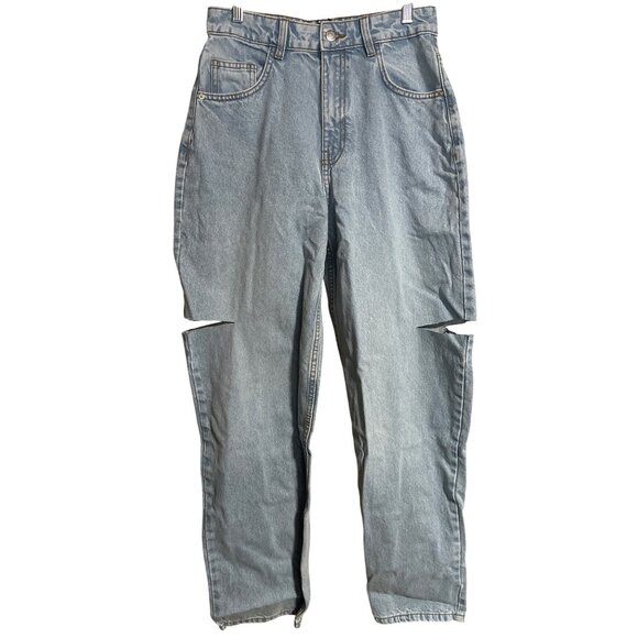 PrettyLittleThing Womens Light Blue Wash Thigh Split Boyfriend Jeans UK8 US4 - Picture 1 of 8